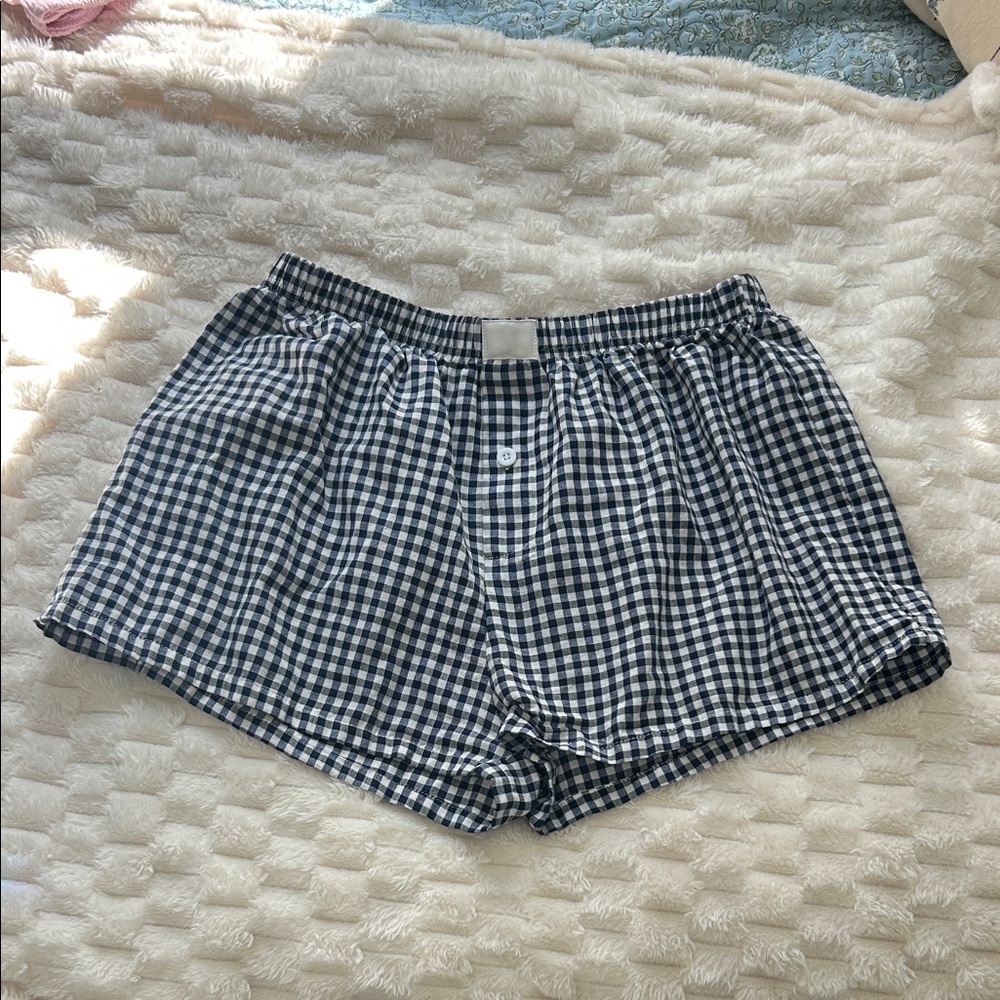 Navy and White Gingham Boxer Shorts